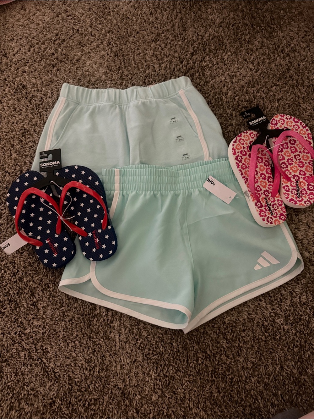 Adidas Mint Green Athletic Shorts with White Trim All are BRAND NEW!